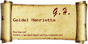 Geidel Henrietta névjegykártya